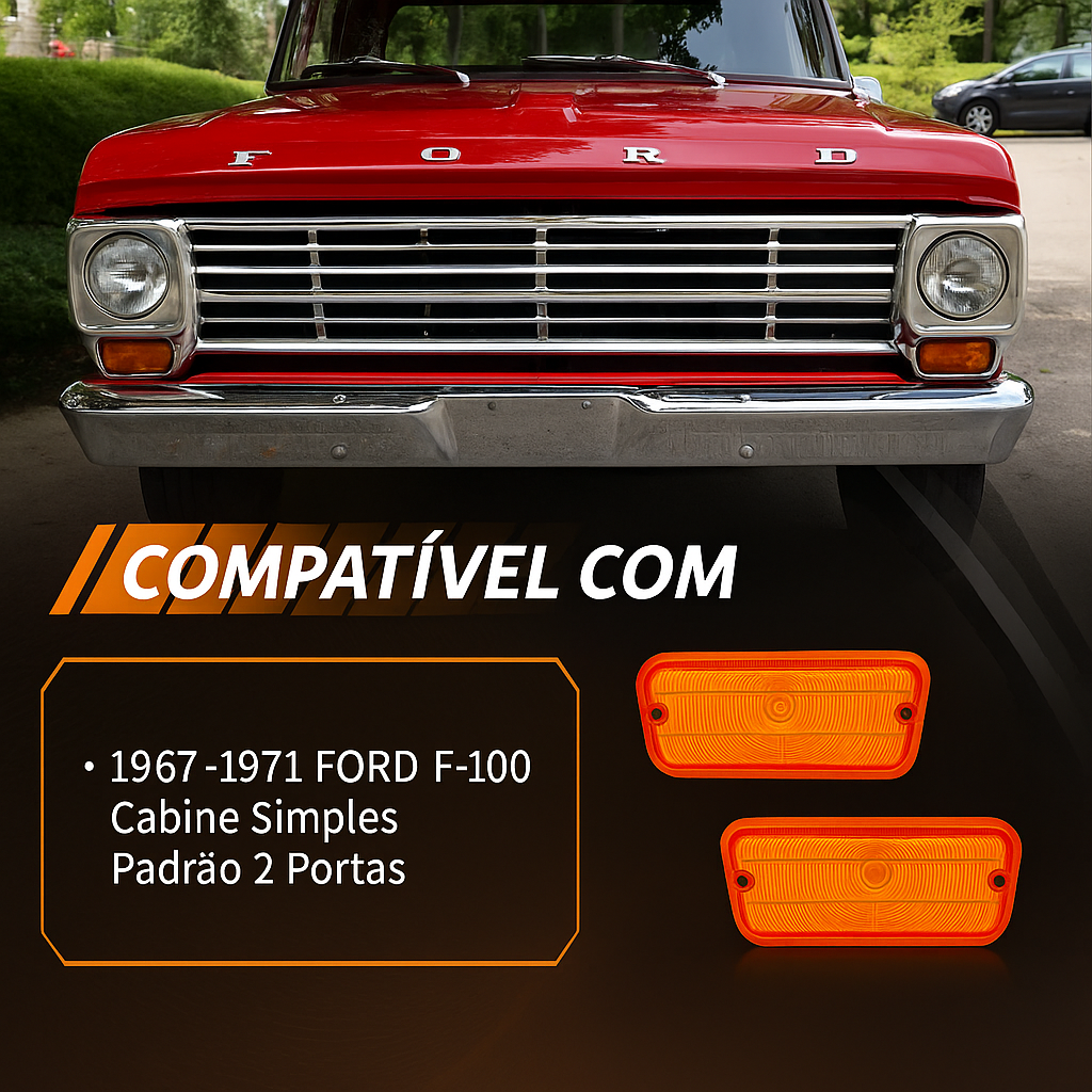 Par de Faróis para Luz de Seta e Marcador Lateral do Para-choque Dianteiro – Ford F100 1967 - 1971