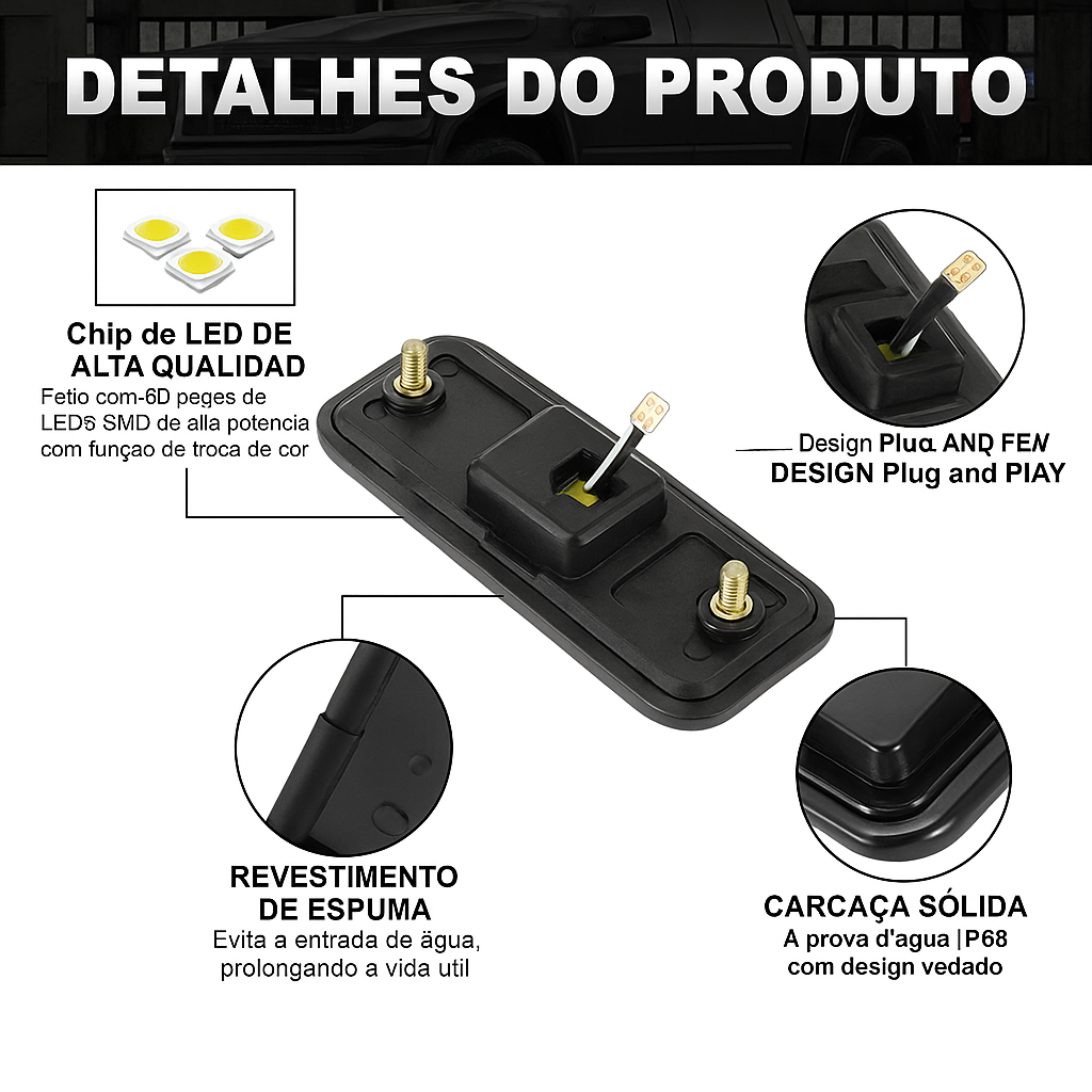 Kit Lente LED Âmbar / Branca (Frontal) e Vermelha (Traseira) para Pontiac Firebird / Trans Am 1970-1981