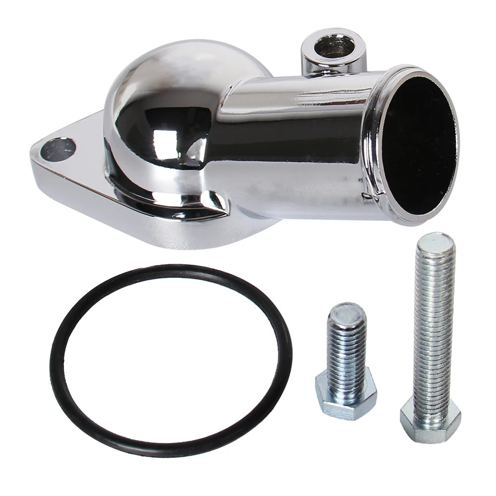 Carcaça do Termostato 15° Cromada para Motores Chevy V8 Compatível com SBC / BBC 265 a 502