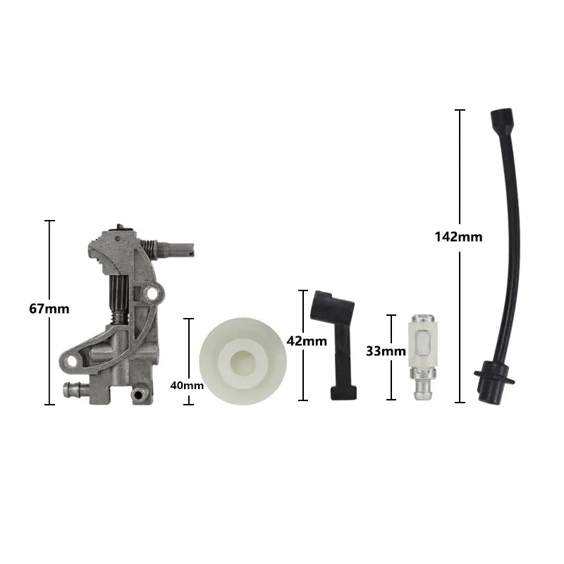 Kit Bomba de Óleo / Filtro / Mangueira para Motosserras 45CC / 52CC / 58CC