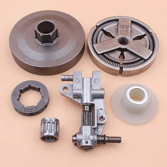 Bomba de Óleo para Motosserra 45 / 52 / 58CC Kit com Turbina e Saída de Óleo