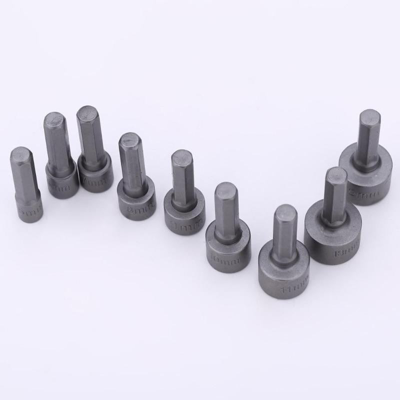 Kit 9 Peças Chaves Hexagonal Soquetes Profissional para Furadeira Parafusadeira