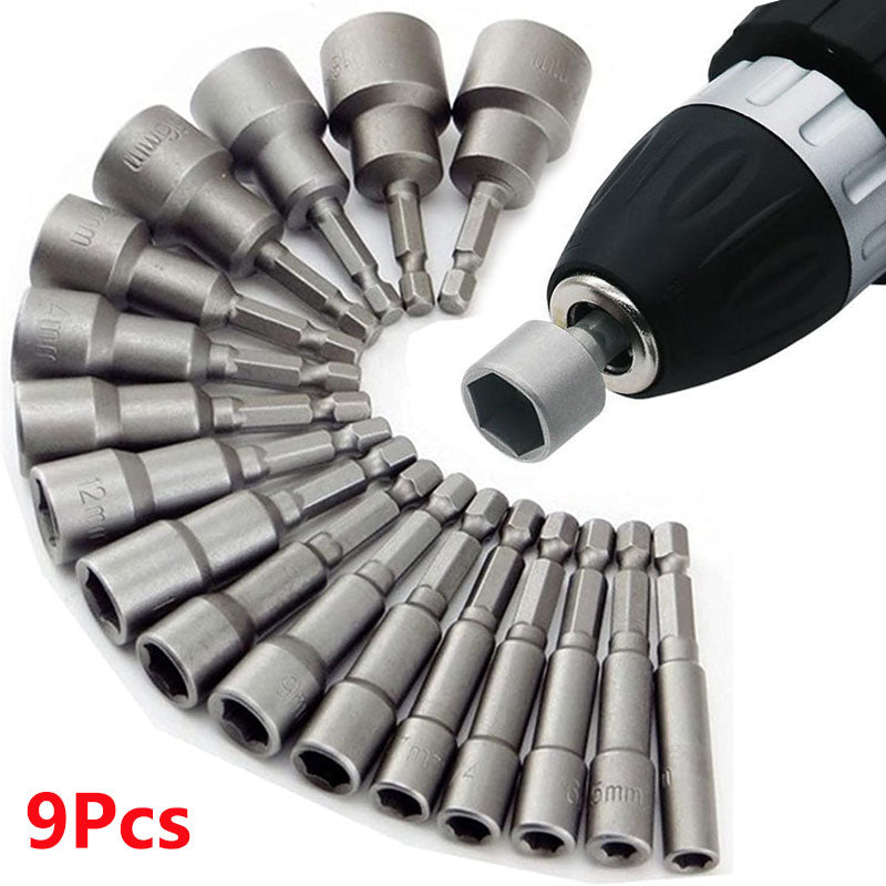 Kit 9 Peças Chaves Hexagonal Soquetes Profissional para Furadeira Parafusadeira