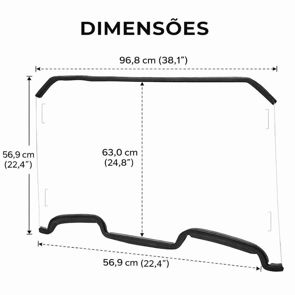 Parabrisa Dianteiro Inteiro Transparente para Polaris RZR XP 1000 / XP 4 1000 2019-2021 com 4 Grampos