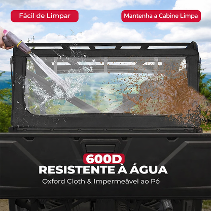 Parabrisa Traseiro para Polaris Ranger XP 1000 / Crew 2017 a 2023 Lona 600D com PVC Transparente