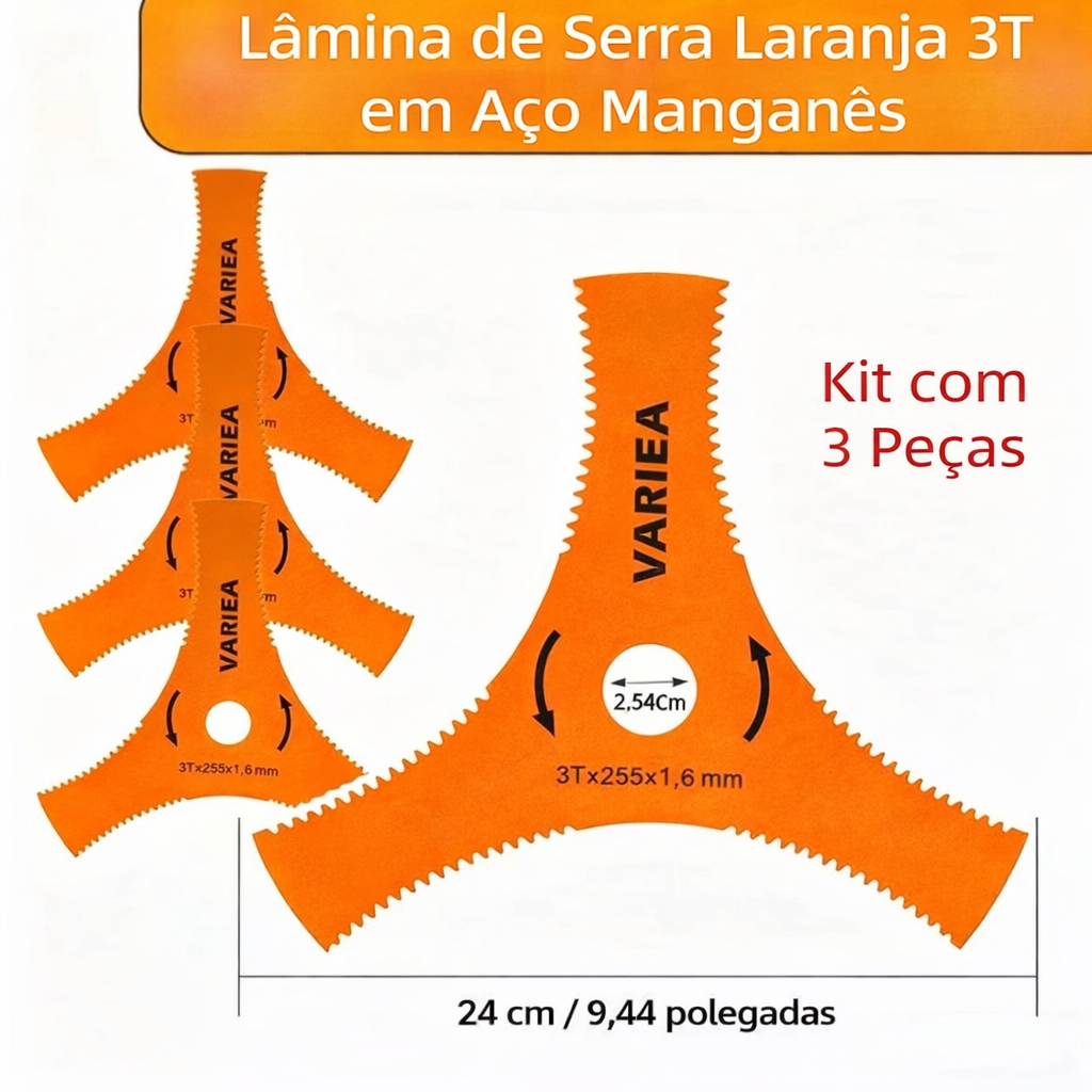 Lâmina de Corte para Roçadeira em Aço Manganês com 3 Pontas