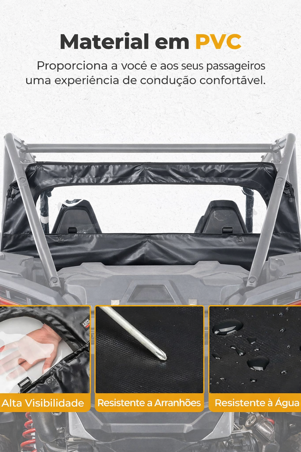 Parabrisa Traseiro Transparente em PVC para Polaris RZR XP 1000 / RZR XP 4 1000 2024