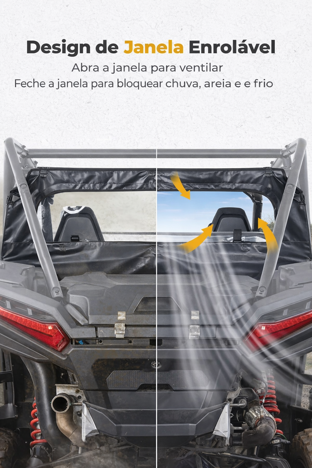 Parabrisa Traseiro Transparente em PVC para Polaris RZR XP 1000 / RZR XP 4 1000 2024