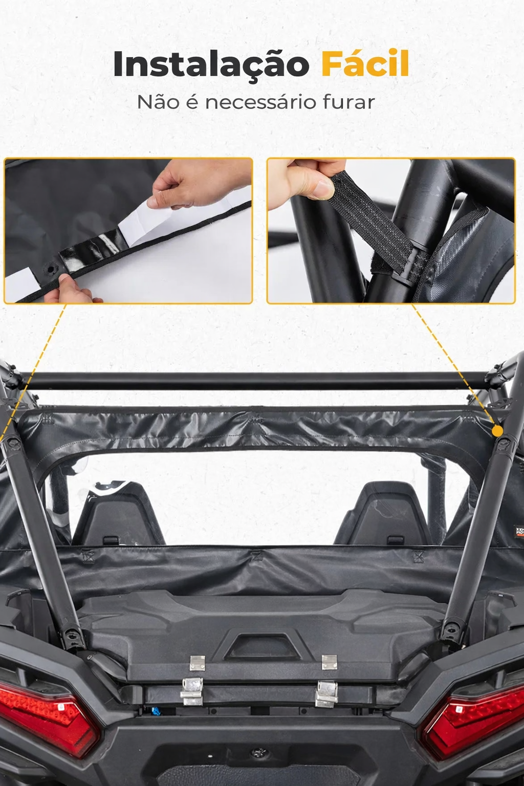 Parabrisa Traseiro Transparente em PVC para Polaris RZR XP 1000 / RZR XP 4 1000 2024