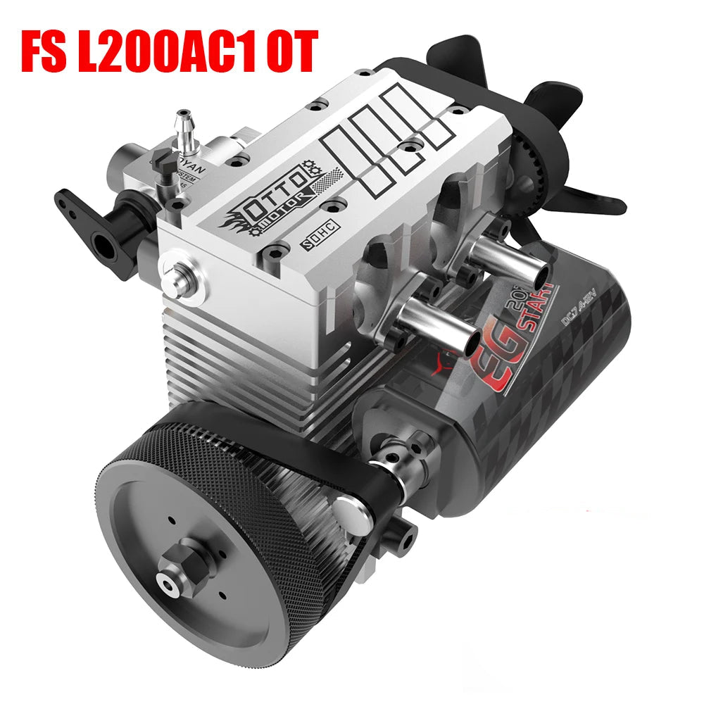 Kit DIY Motor Nitro FS-L200AC TOYAN 4 Tempos 2 Cilindros em Linha Refrigeração a Ar