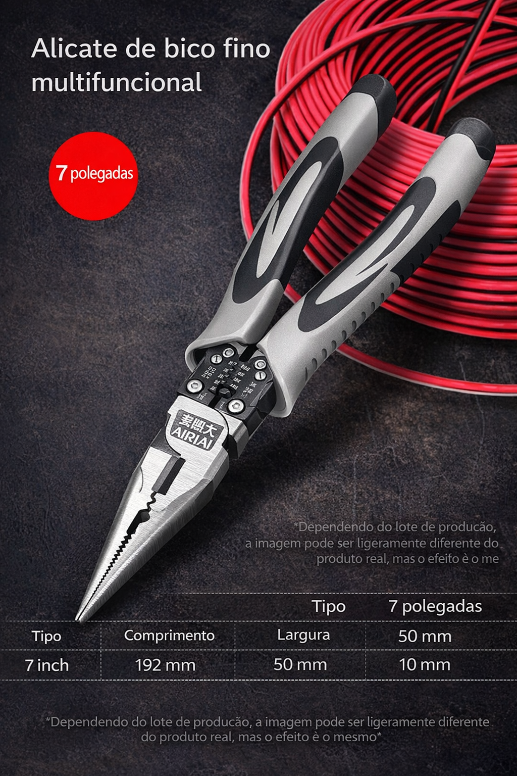 Alicate Multifuncional Universal 7" / 8" / 9" em Aço Carbono CR-V para Corte, Decapagem e Crimpagem