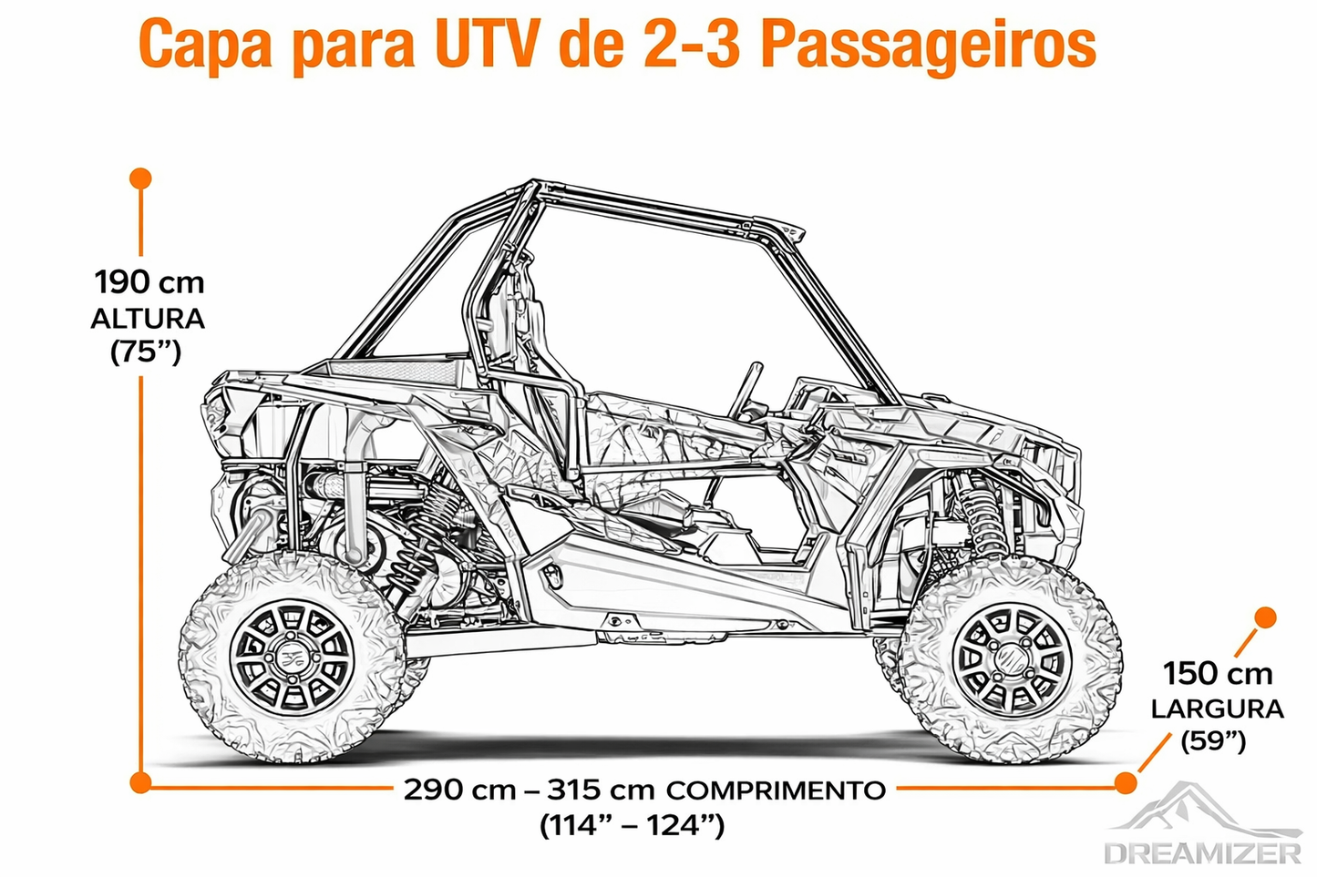 Capa Protetora Impermeável para UTV 2 Lugares Compatível com Polaris RZR, Can-Am Maverick X3 e Defender HD10/HD8