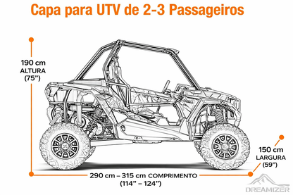 Capa Protetora Impermeável para UTV 2 Lugares Compatível com Polaris RZR, Can-Am Maverick X3 e Defender HD10/HD8