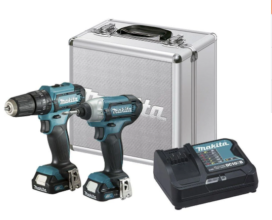 Combo Parafusadeira + Furadeira de Impacto 12V Makita Kit Completo Profissional