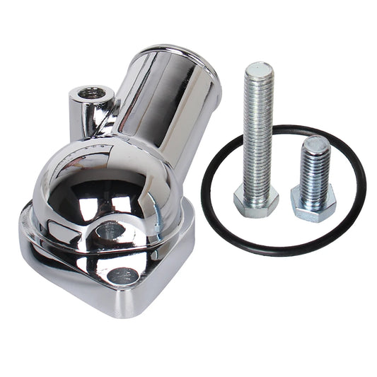 Carcaça do Termostato 15° Cromada para Motores Chevy V8 Compatível com SBC / BBC 265 a 502