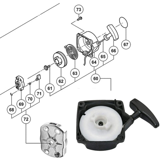 Partida Completa para Roçadeiras 33 / 43CC / 52CC Com Cachorrete/Trinquete