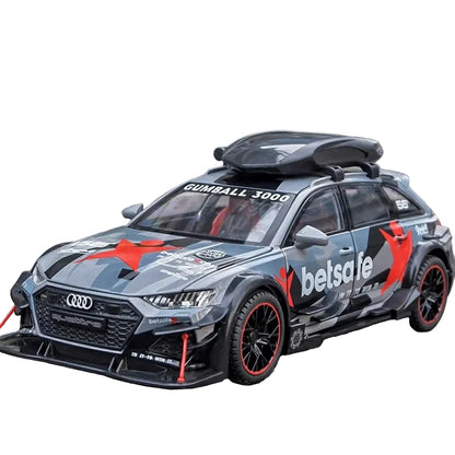 Miniatura RS6 DTM Modificado 1:24 em Metal com Som, Luz e Direção nas Rodas