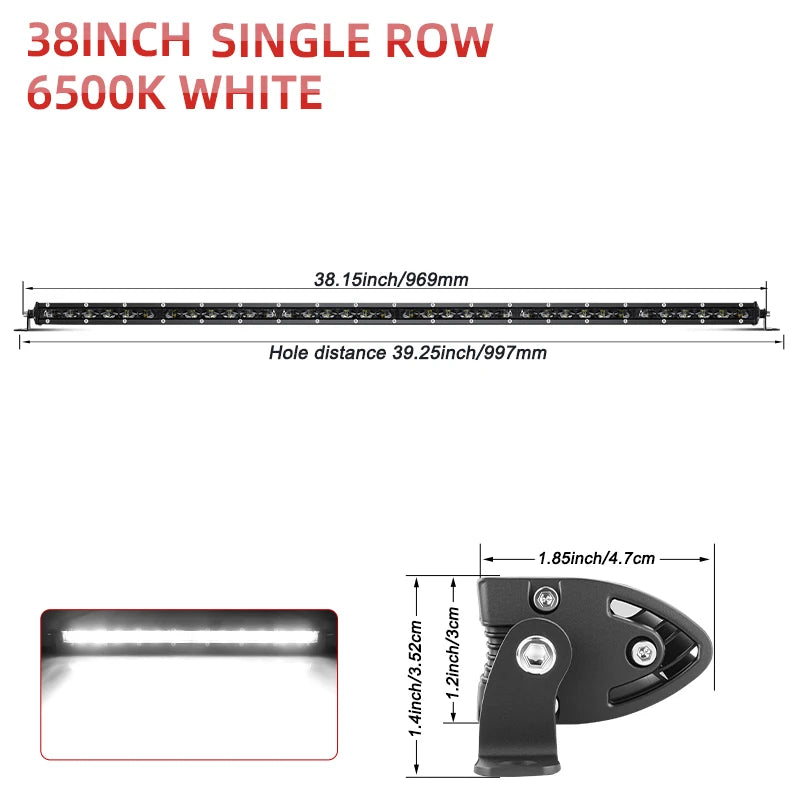 Barra de LED 6D Ultra Strip Off-Road | 8” / 14” / 20” Polegadas