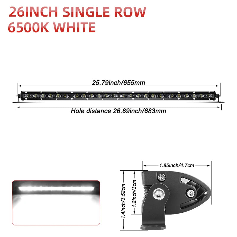 Barra de LED 6D Ultra Strip Off-Road | 8” / 14” / 20” Polegadas