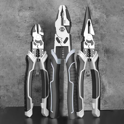 Alicate Multifuncional Universal 8" e 9" em Aço Carbono CR-V para Corte, Decapagem e Crimpagem
