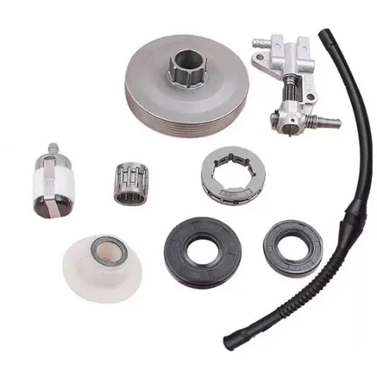 Bomba de Óleo para Motosserra 45 / 52 / 58CC Kit com Turbina e Saída de Óleo