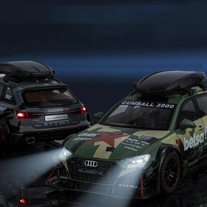Miniatura RS6 DTM Modificado 1:24 em Metal com Som, Luz e Direção nas Rodas