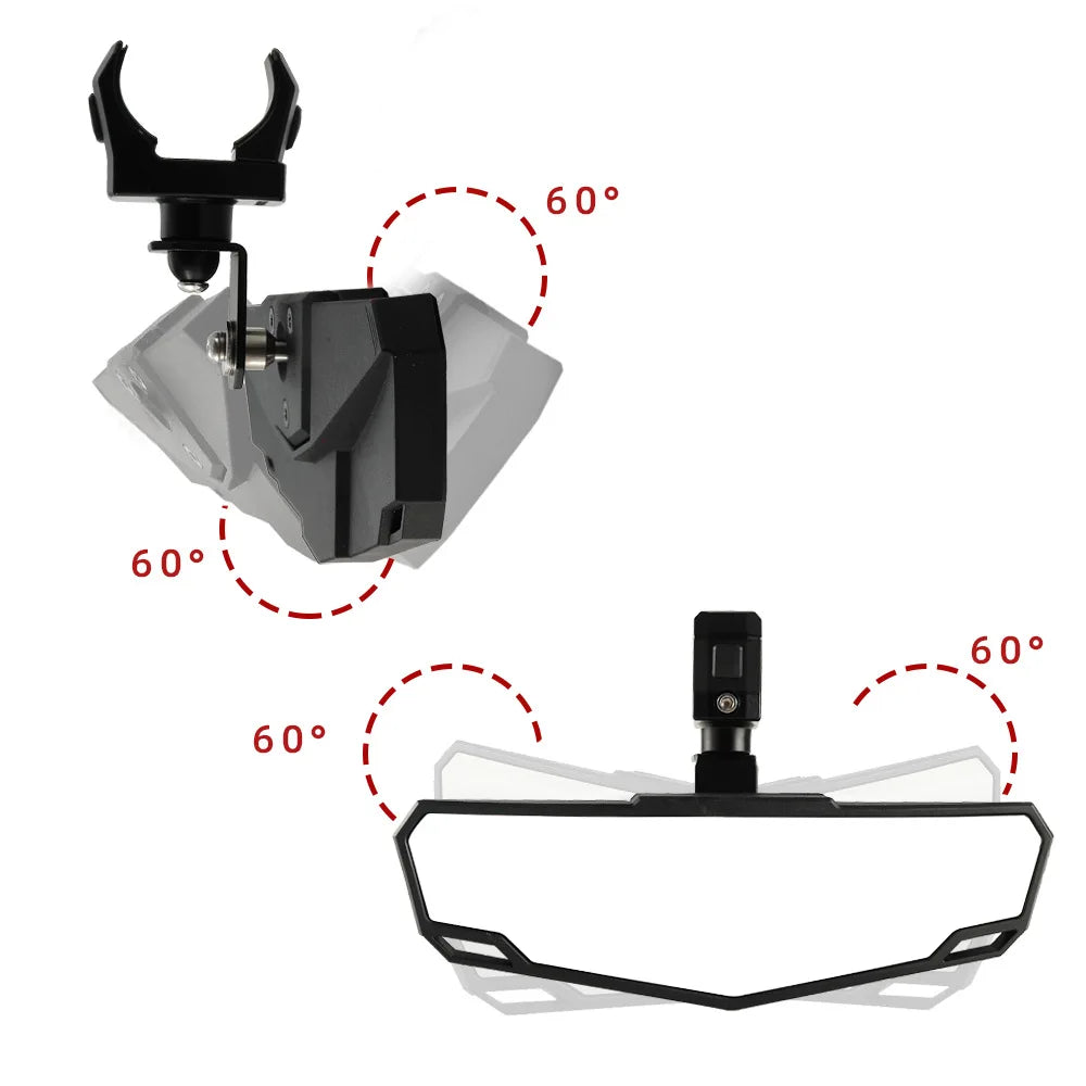 Espelho Retrovisor Central UTV com Braçadeira Ajustável 1.5"-2" Compatível com Polaris, Can-Am, Kawasaki e mais
