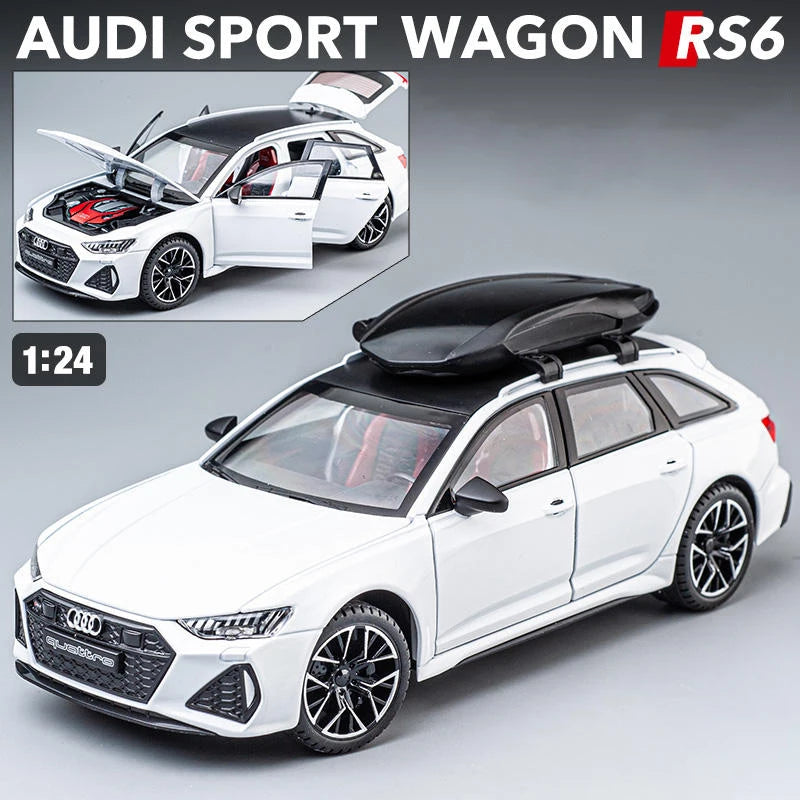 Miniatura RS6 DTM Modificado 1:24 em Metal com Som, Luz e Direção nas Rodas
