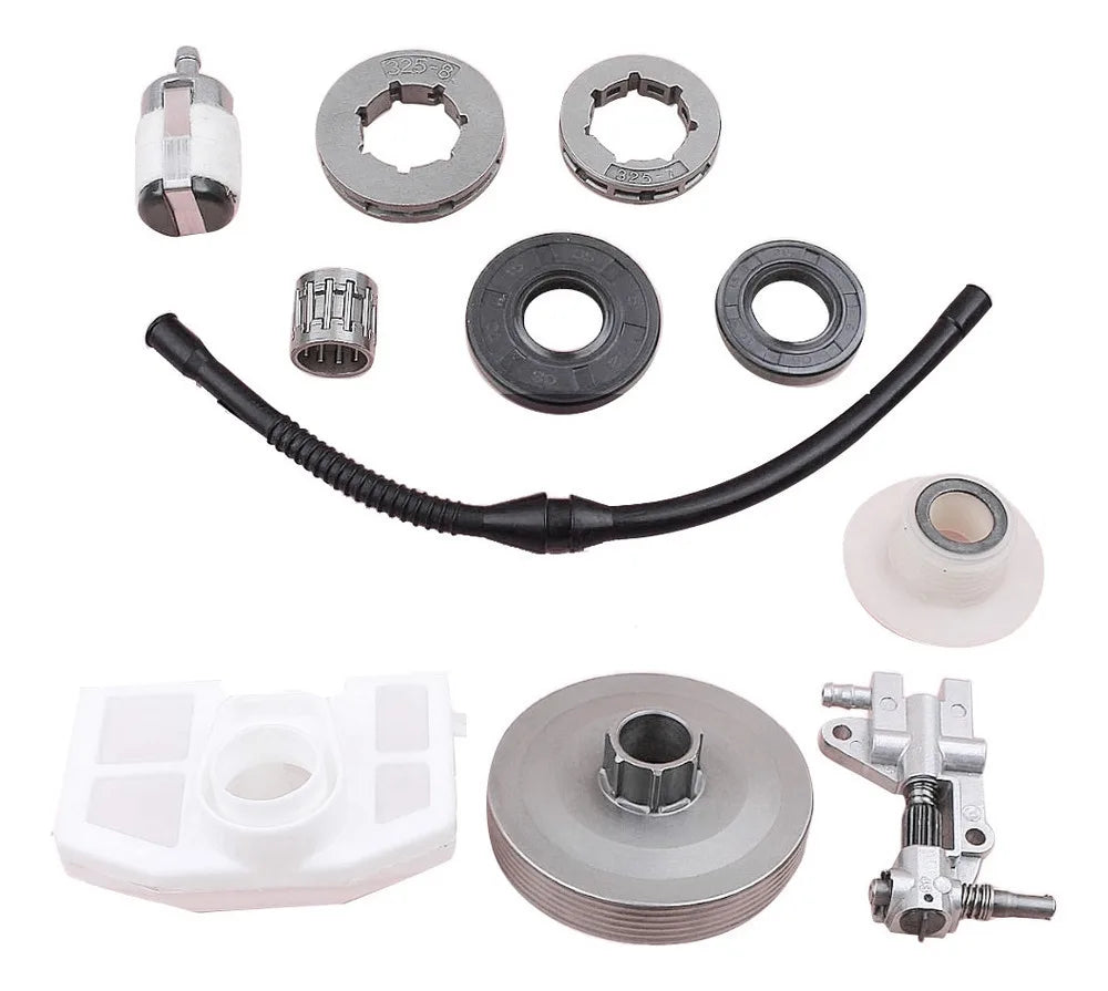 Bomba de Óleo para Motosserra 45 / 52 / 58CC Kit com Turbina e Saída de Óleo