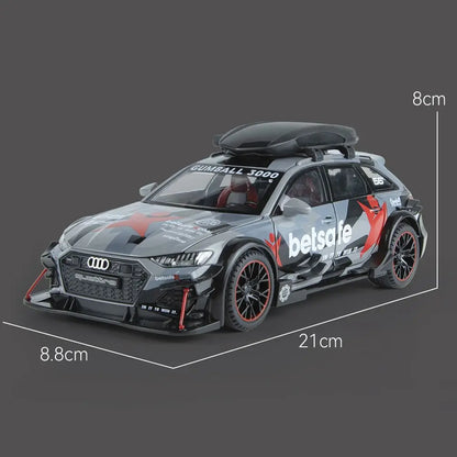 Miniatura RS6 DTM Modificado 1:24 em Metal com Som, Luz e Direção nas Rodas
