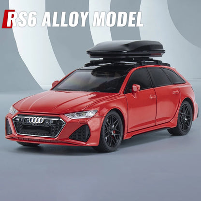 Miniatura RS6 DTM Modificado 1:24 em Metal com Som, Luz e Direção nas Rodas