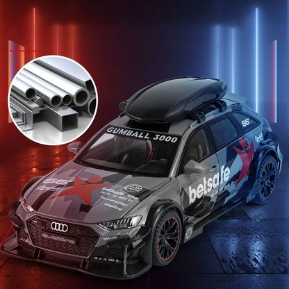 Miniatura RS6 DTM Modificado 1:24 em Metal com Som, Luz e Direção nas Rodas