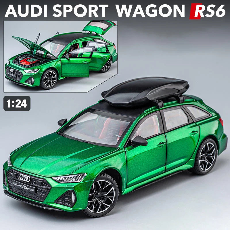 Miniatura RS6 DTM Modificado 1:24 em Metal com Som, Luz e Direção nas Rodas