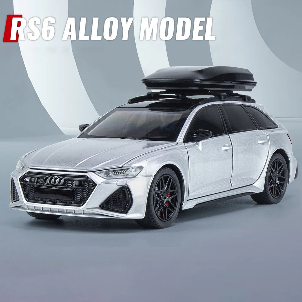 Miniatura RS6 DTM Modificado 1:24 em Metal com Som, Luz e Direção nas Rodas