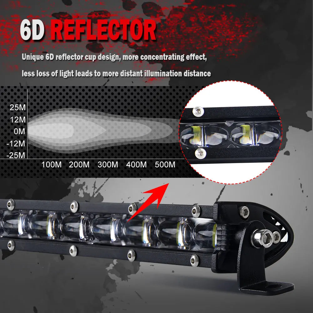 Barra de LED 6D Ultra Strip Off-Road | 8” / 14” / 20” Polegadas