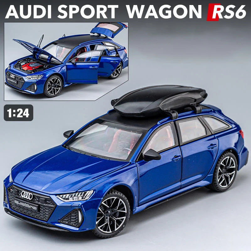 Miniatura RS6 DTM Modificado 1:24 em Metal com Som, Luz e Direção nas Rodas