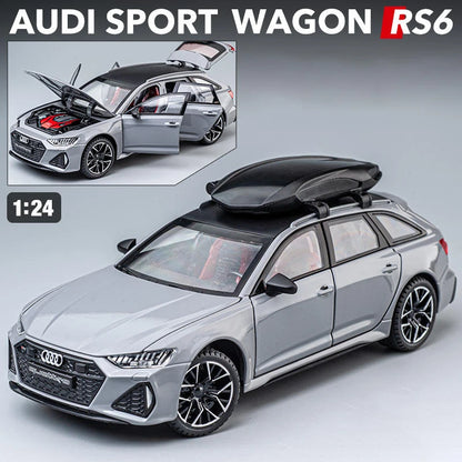 Miniatura RS6 DTM Modificado 1:24 em Metal com Som, Luz e Direção nas Rodas