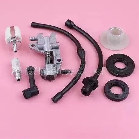 Bomba de Óleo para Motosserra 45 / 52 / 58CC Kit com Turbina e Saída de Óleo