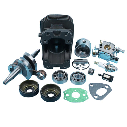 Kit Cilindro 38mm, Pistão, Virabrequim e Carburador para Motosserra Husqvarna 136 / 137 / 141 / 142
