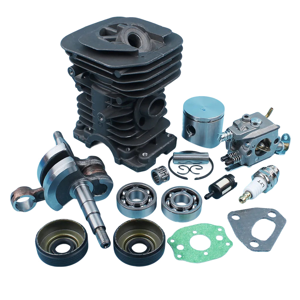 Kit Cilindro 38mm, Pistão, Virabrequim e Carburador para Motosserra Husqvarna 136 / 137 / 141 / 142