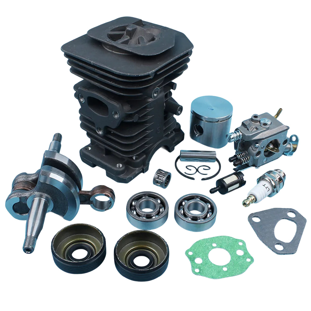 Kit Cilindro 38mm, Pistão, Virabrequim e Carburador para Motosserra Husqvarna 136 / 137 / 141 / 142