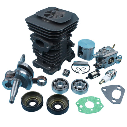 Kit Cilindro 38mm, Pistão, Virabrequim e Carburador para Motosserra Husqvarna 136 / 137 / 141 / 142