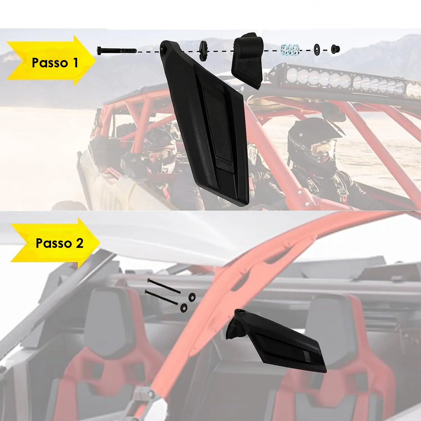 Par Espelhos Laterais Racing Style | Maverick X3 & Suzuki King Quad 450 Quadracer | Retrovisor UTV Esportivo
