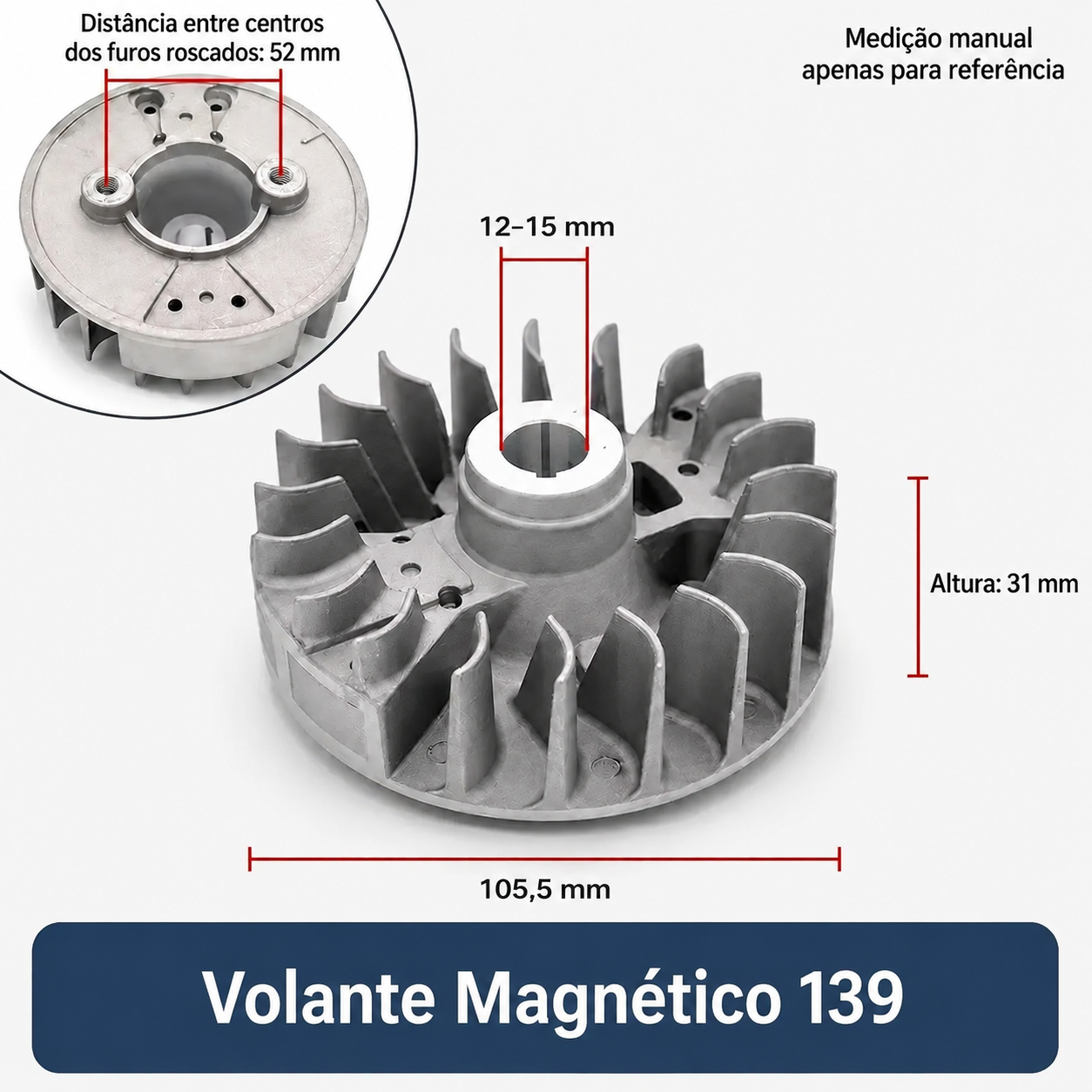 Volante Magnético e Bobina de Ignição para Motor 139F / 139-2 e Honda GX31 4 Tempos